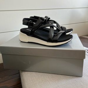 Vaneli Sport // Trevin // black patent wedge sandal // size 5.5